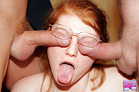 Hardcore Porn Redhead redhead eva gets jizz glasses